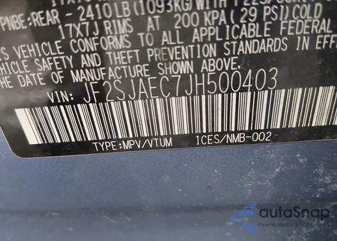 2018 Subaru Forester 2.5I Premium from USA, damaged, VIN JF2SJAEC7JH500403